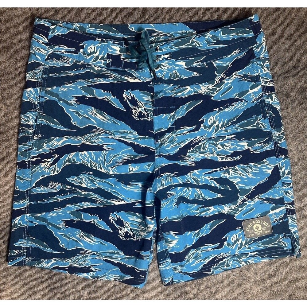 Zero Foxtrot Ripstop Board Shorts Mens L Blue Tiger Heavysurf QuickDry 2021 Rare